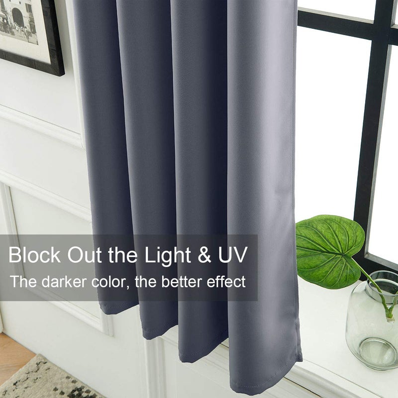 LA PALMA Thermal Insulated Blackout Darkening Grommet Living Room Curtains Window Drapes for Bedroom Pack of 2 Panels - Image 2